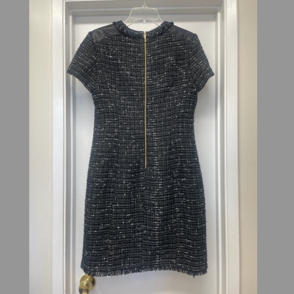 KATE SPADE Black Tweed Woodland Dress w Lamb Leather Trim - Picture 10 of 11